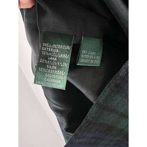 Vintage 90s Lauren Ralph Lauren Plaid Wool Cashmere Blazer Womens Size 6 Holiday - Picture 6 of 10